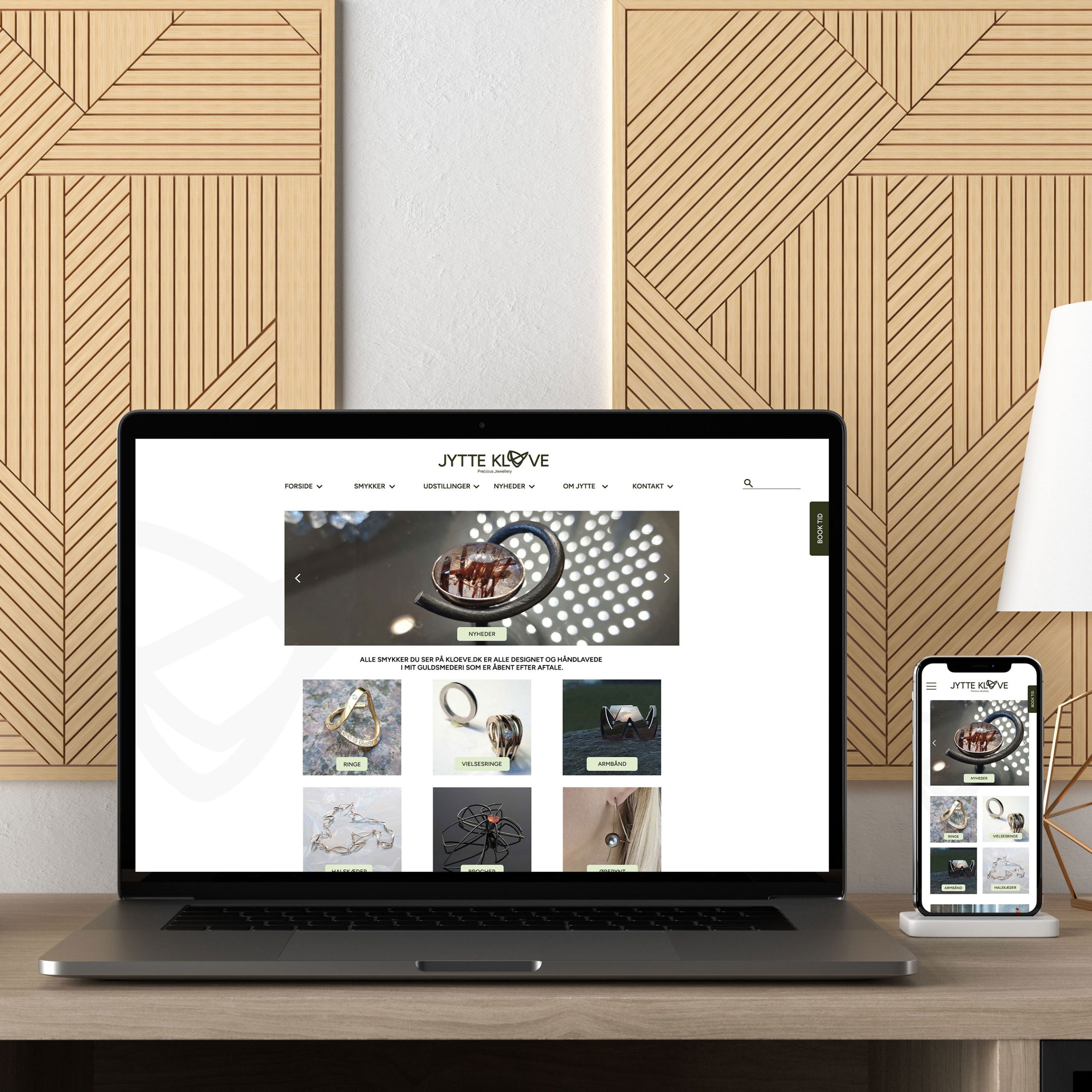 Display of jewelry designers website and mobile