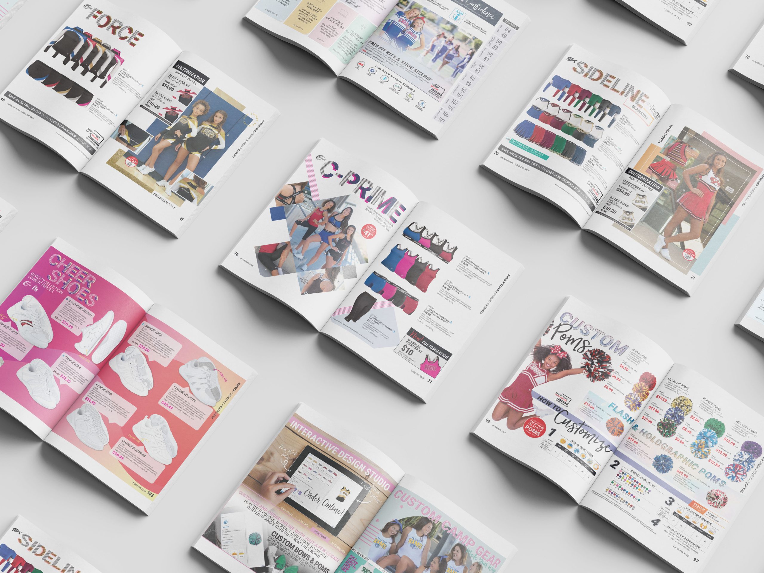 Omni Cheer spring 2020 catalog spreads