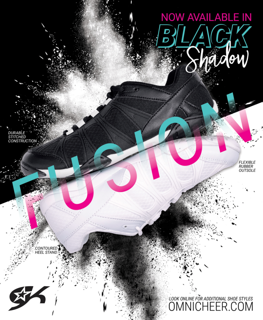 Shoe advert for Omni Cheer catalog.